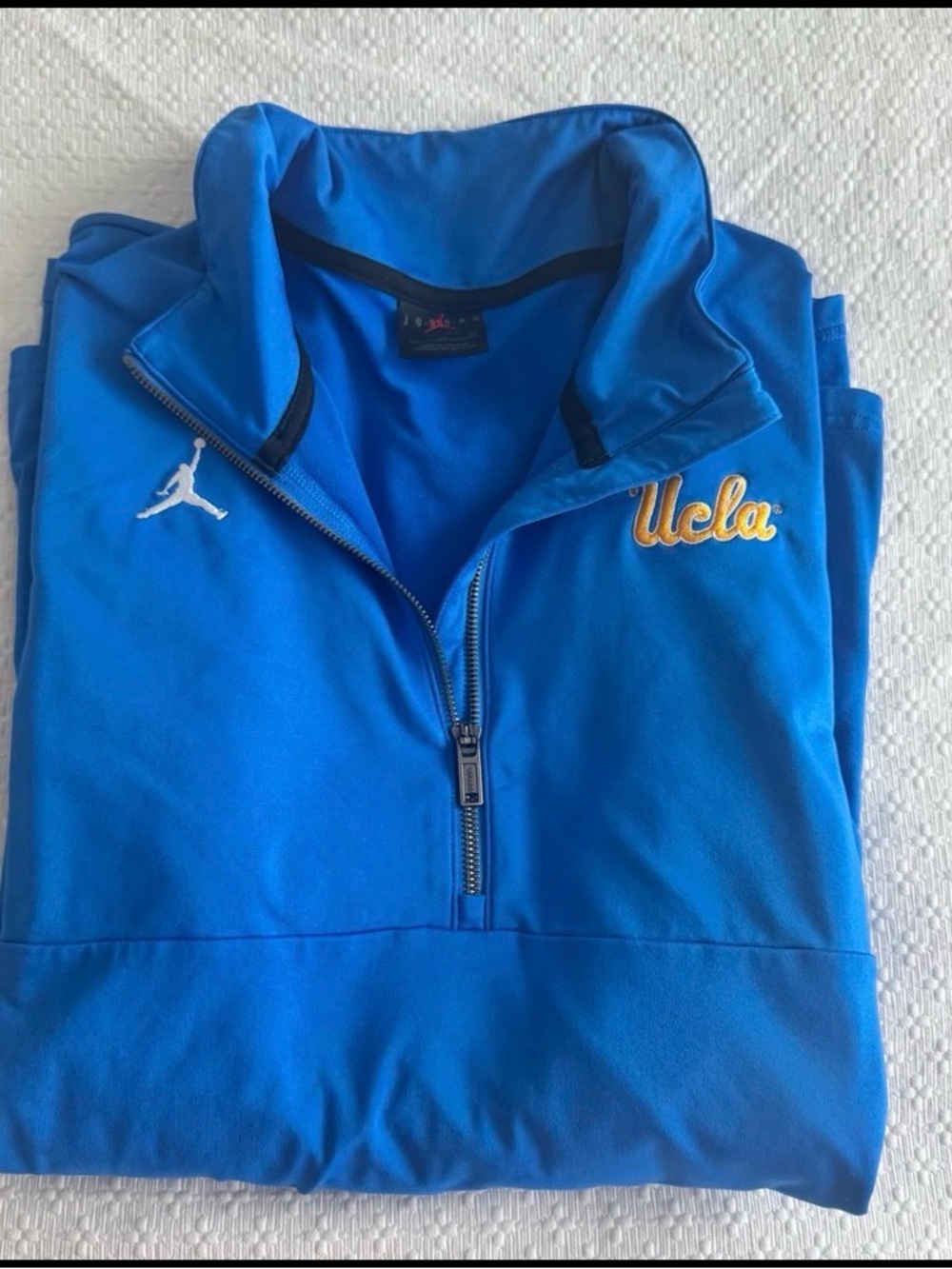 Jordan UCLA Blue Quarter-Zip Pullover with Gold Script XL